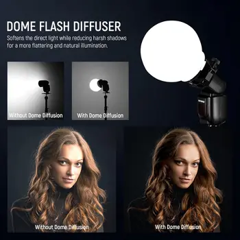 NEEWER CRS6 Softbox Diffusion Dome with 3 Adapter Rings, Compatible with Godox V1 NEEWER Z1 Z2 Round Head Flash and Square detail image
