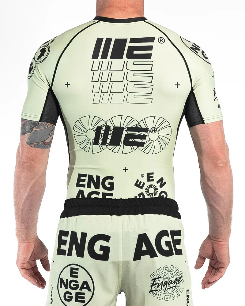 Custom Printed Rash Guard Sublimation Printed Rashguard Mma Rushguard Bjj OEM Mma Rashguard for Men Short Sleeve Rash Guard