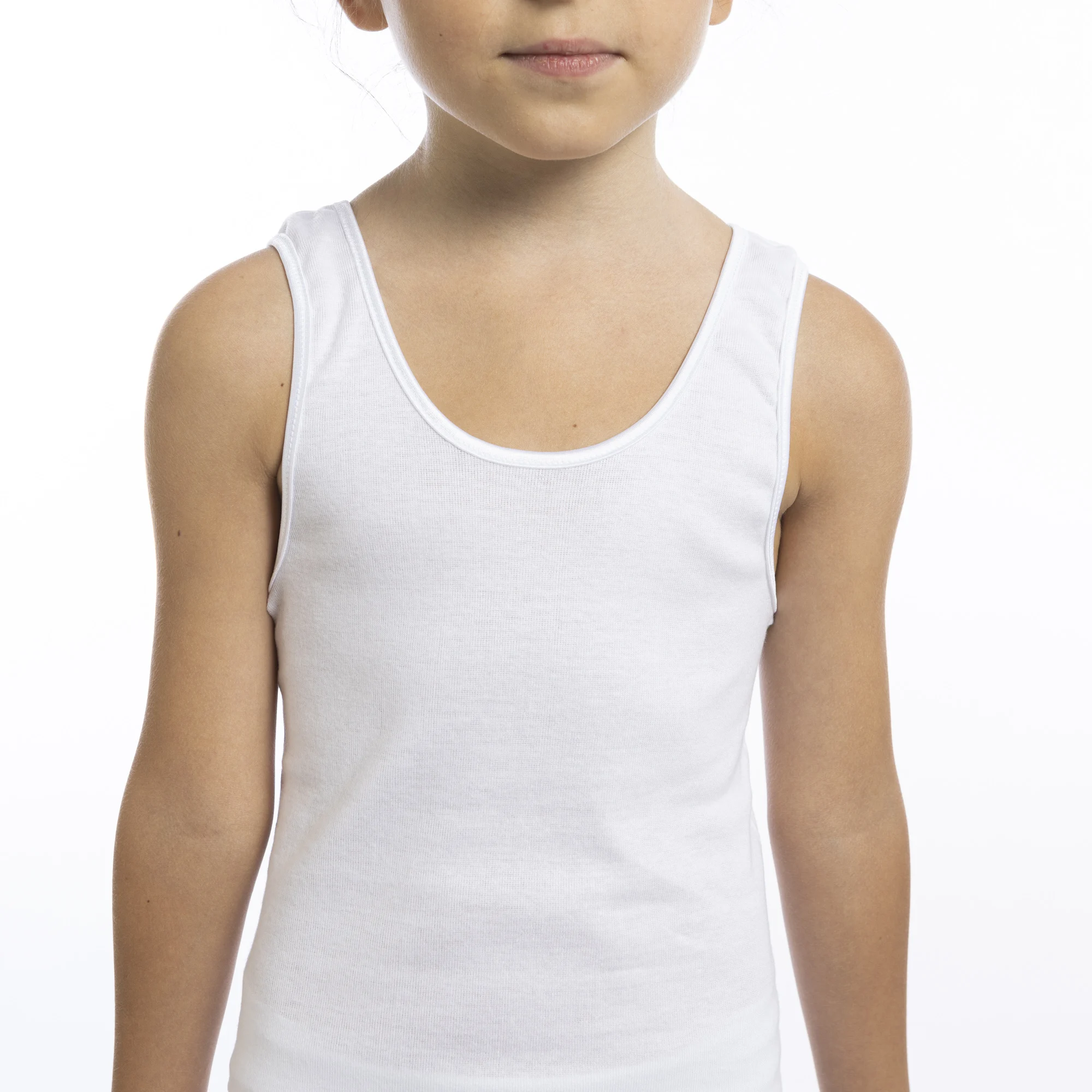 Made In Italy - Wide Shoulders Girl's Undershirt Tank Top With Satin ...