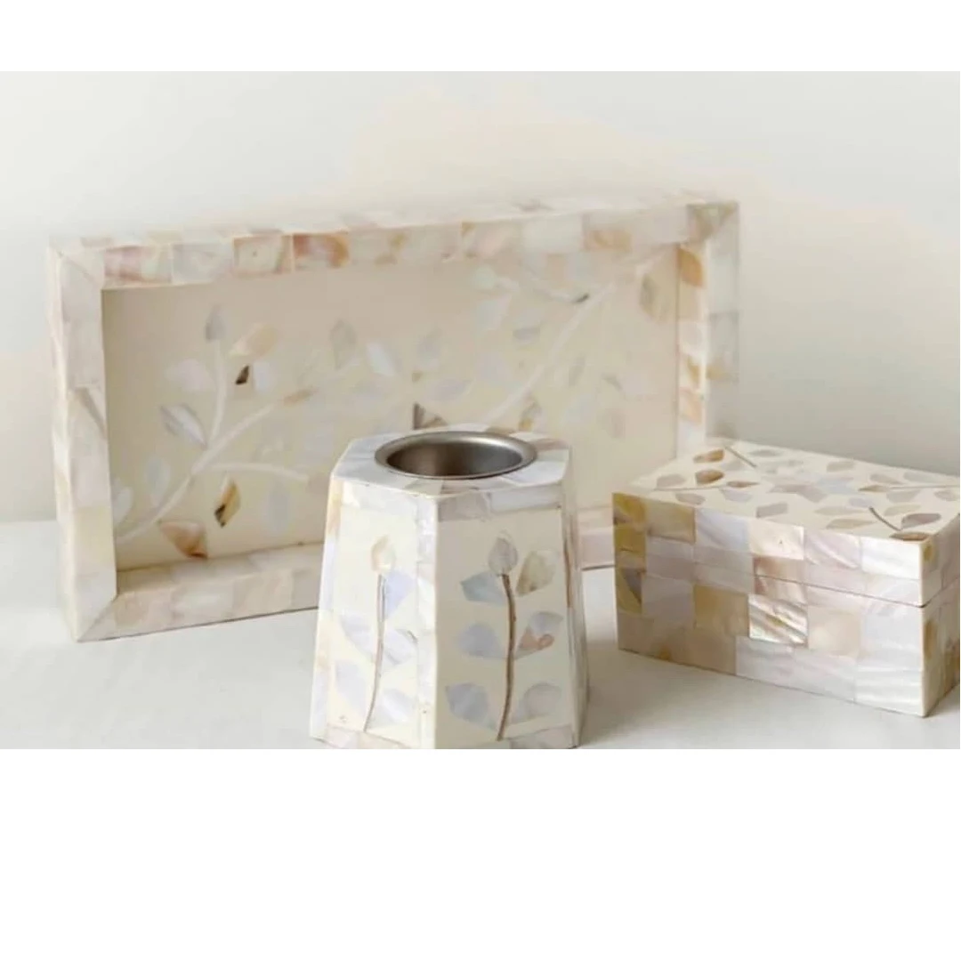 Factory Direct Mother of Pearl Inlay Bakhoor Mabkhara Bone Inlay Burner 2023 MOP Tray Medkhan Resin Box Burner Mubkhar Gift Set