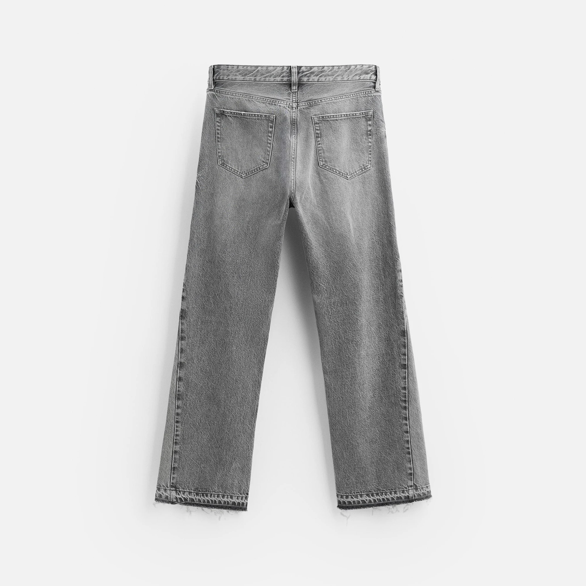 Men Flared Bell Bottom Jeans with Washed Effect Five Pockets Uneven Hem Zip Fly Top Button Fastening Made in Bangladesh