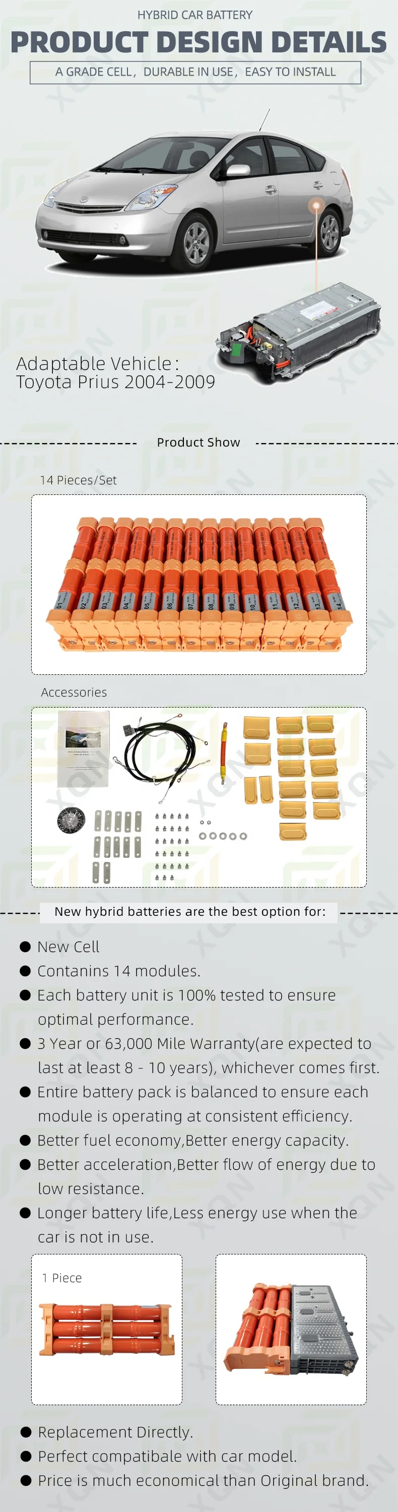 Hybrid Battery Module Pack For 2010 2011 2012 2013 2014 2015 Toyota Prius 144 Voltage 3rd 5331