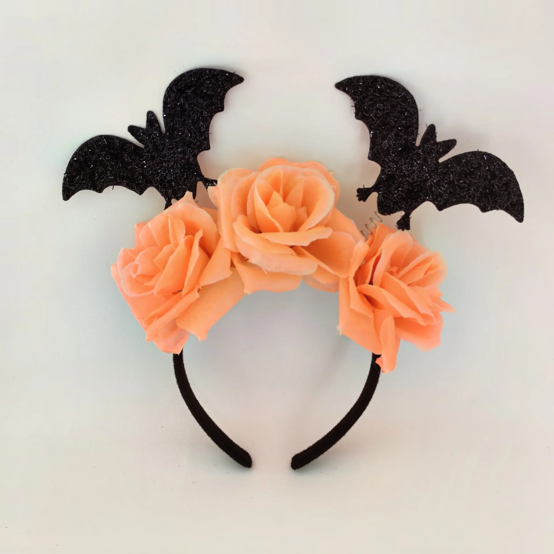 SERRE-TÊTE AILES CHAUVE-SOURIS FLEURS VOILE RUBANS Noir - Au