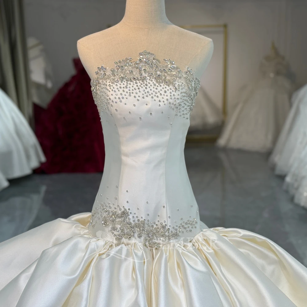 beige wedding dress with sleeves Titania | Silk Chiffon Wedding Dress with Bell Sleeves main image 1