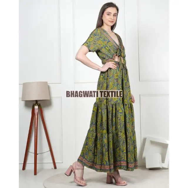 chinese dress ladies Gypsy Garden Laced Bodice Ruched Midi Dress Pink main image 1