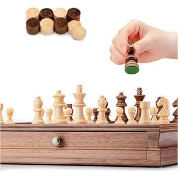 Set Scacchi In Noce Da 15 Pollici Con Scacchiera Portaoggetti – LuckWish W-1103 - Foto 2