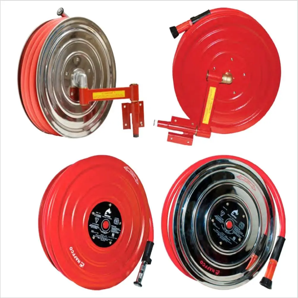 Manufacture EN671/EN694 25mm Manual Swing High Pressure 1.2Mpa Fire Fighting Equipment 1inch  30m Brass Fire Hose Reel Cabinet