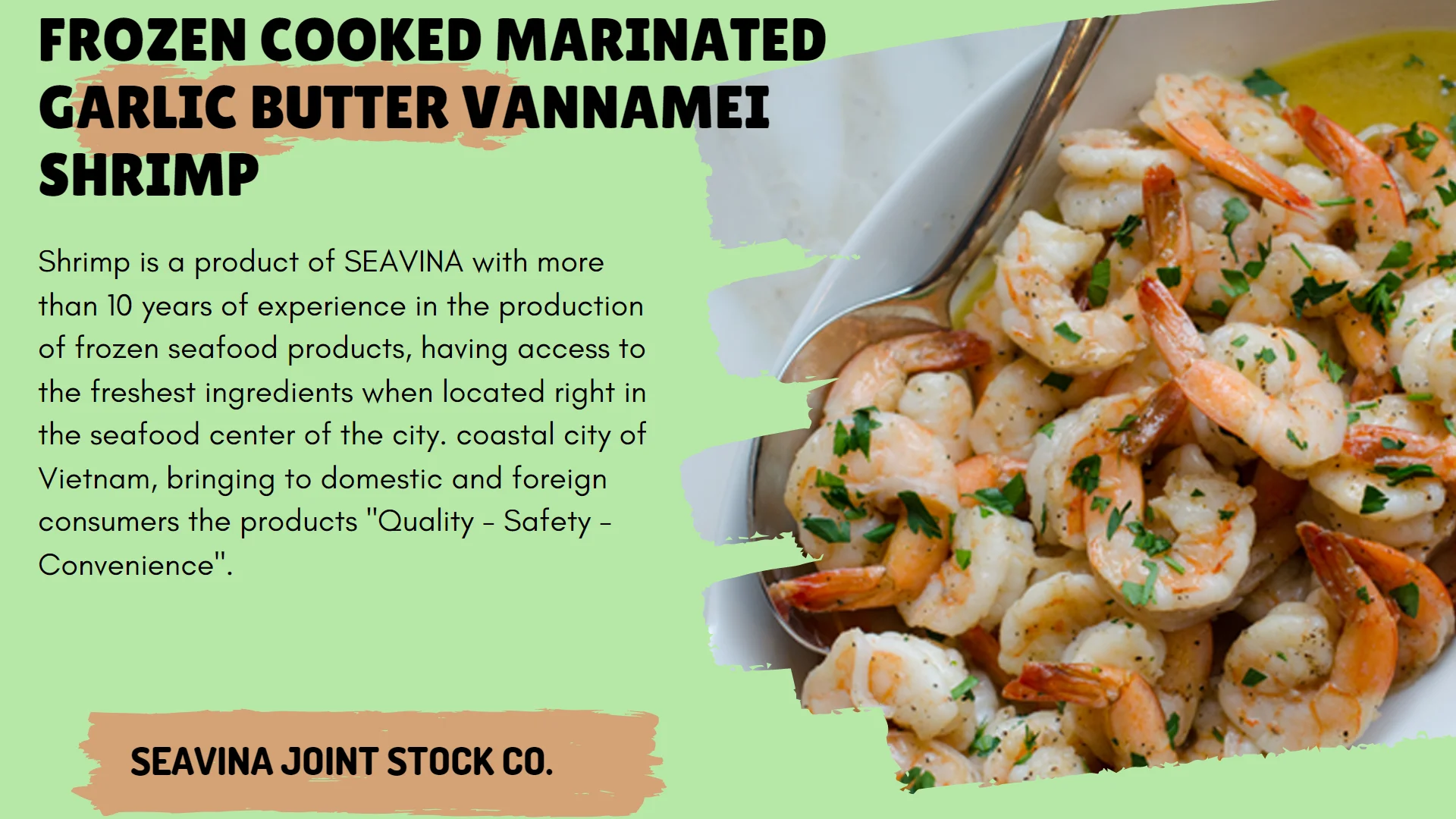 High Quality Frozen Cooked Marinated Garlic Butter Vanamei Shrimp In Vacuum Pack From Vietnam