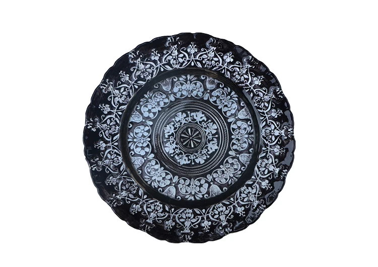 Unique Design Elegant Royal Decoration Plates Wedding Event Banquet Dinnerware Silver Gold Glass Charger Plates