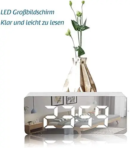 Hot Sale Decoration Gift Modern Desk Table Led Digital Snooze Alarm Mirror Clocks for Home Office