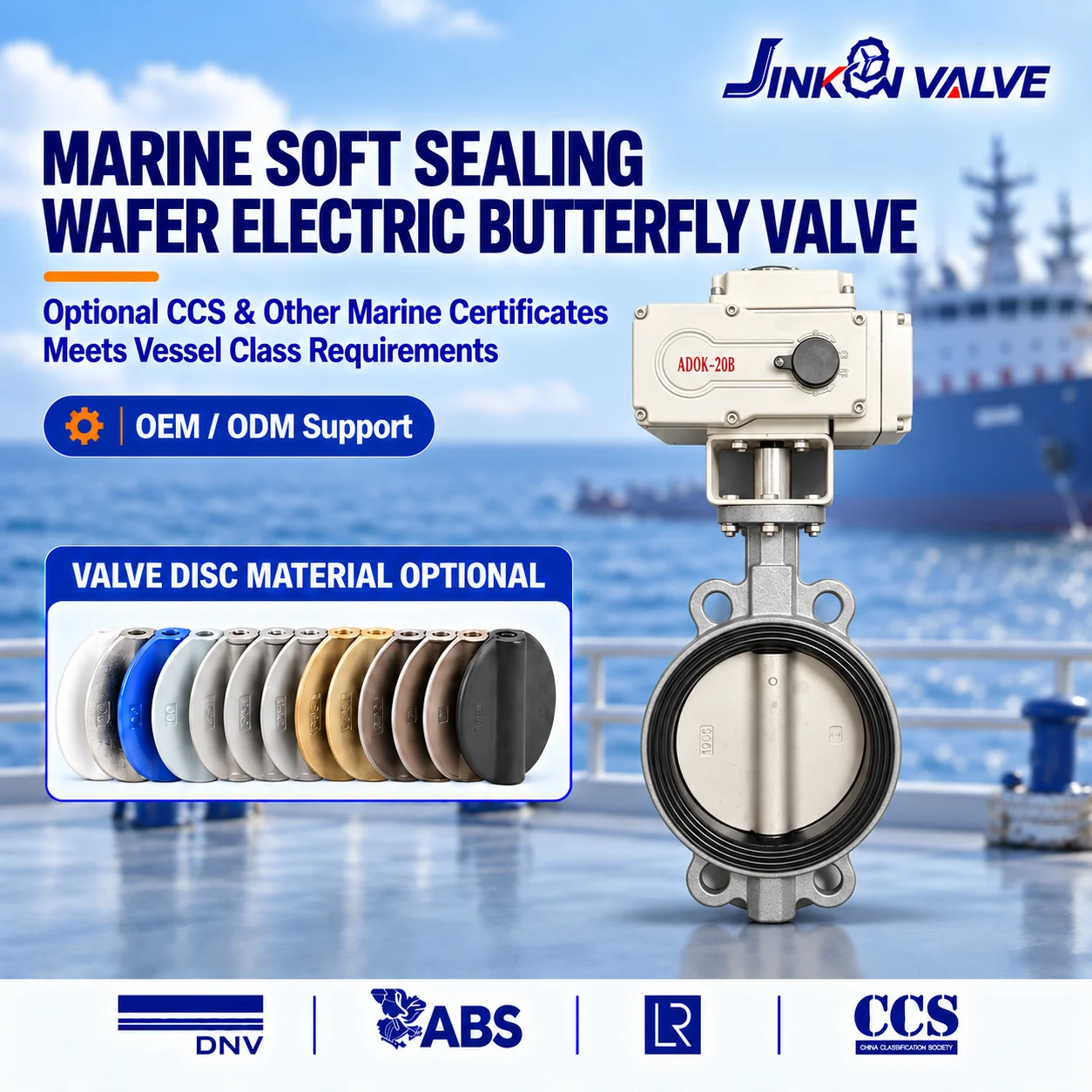 Marine Electric Wafer Butterfly Valve with Ductile Iron Body SS304 Disc EPDM Seat for Ship Water System Electric Butterfly Valve