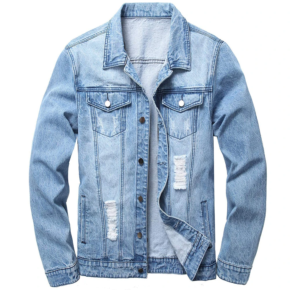 Oem Men's Denim Jean Jacket Casual Outwear Fall Jacket Denim Button Up ...