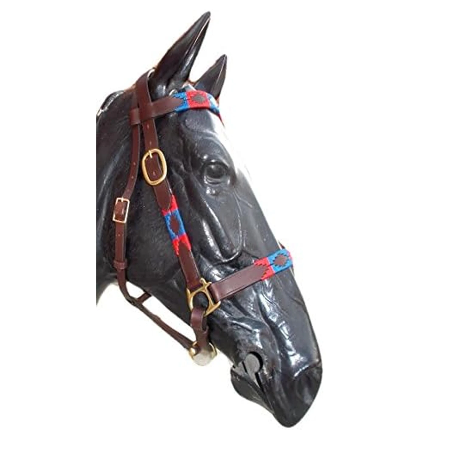 Genuine Brown Leather Horse Polo Halter With Pink + Purple Thread