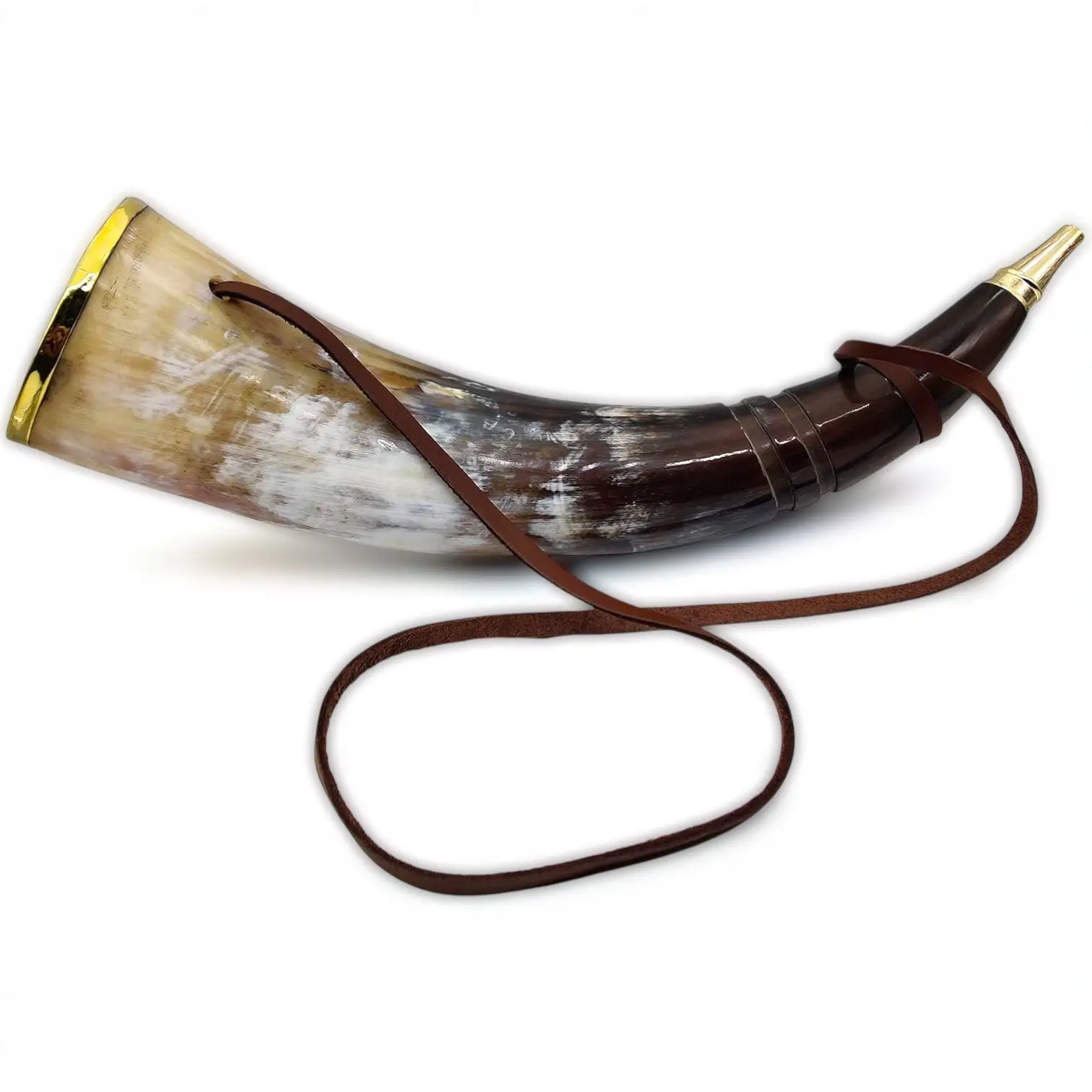 Handmade Carved Viking Ox-Horn Trumpet Whistle - Eco-Friendly