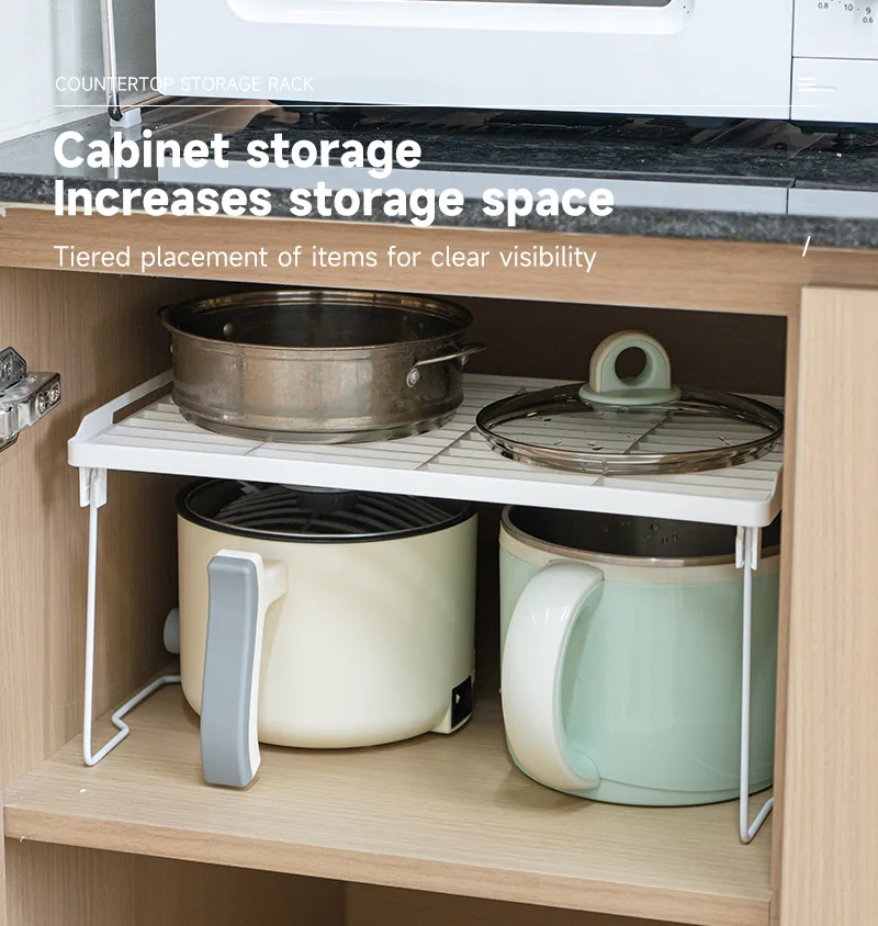  1042 factory oem odm 3 sizes high quality portable household kitchen or desktop countertop stackable foldable storage rack-10