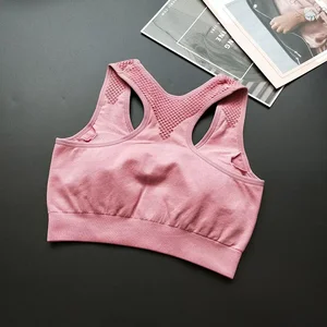 Seamless Mesh Breathable Bra With Padded Yoga Top Workout Fitness Bra for Women