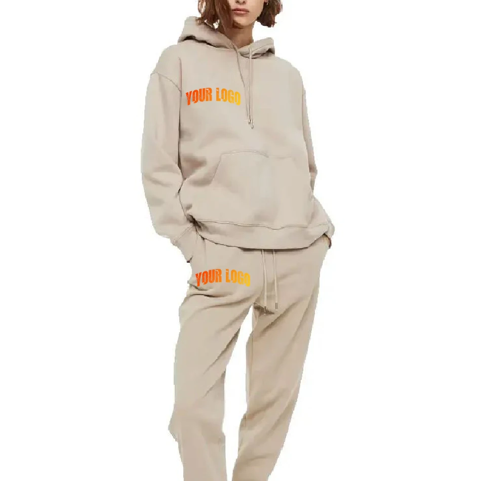 Wholesale Women Cotton Tracksuits Custom logo Jogger Set Women Two