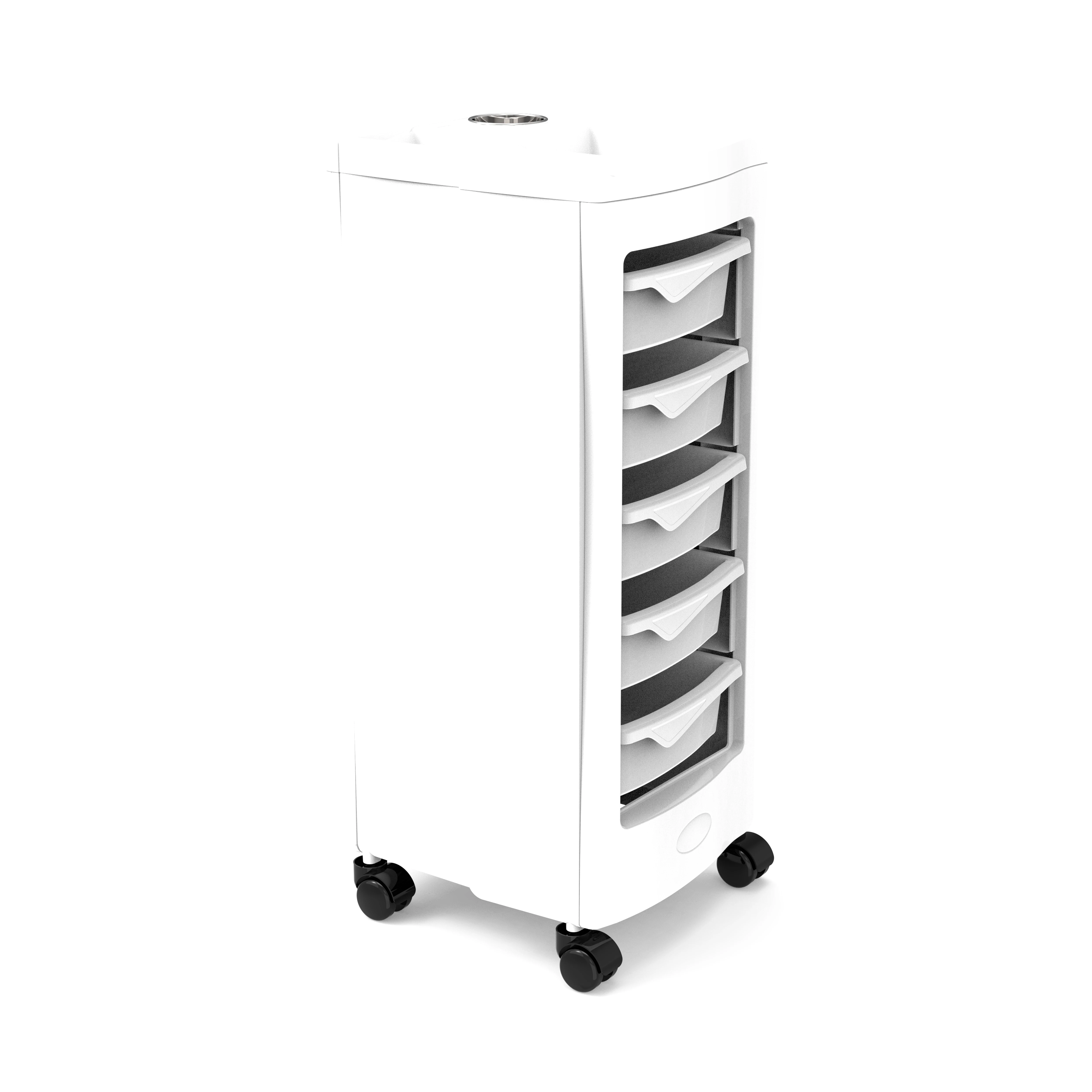 Durable White Hair Salon Trolley Stylist Color Cart on Wheels Hairdressing  Working Cart
