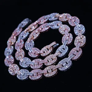 Premium Quality Iced Out Cuban Link Chain 18MM VVS Moissanite Diamond Cuban Link Chain Hip Hop Miami Cuban Chain 10k Gold