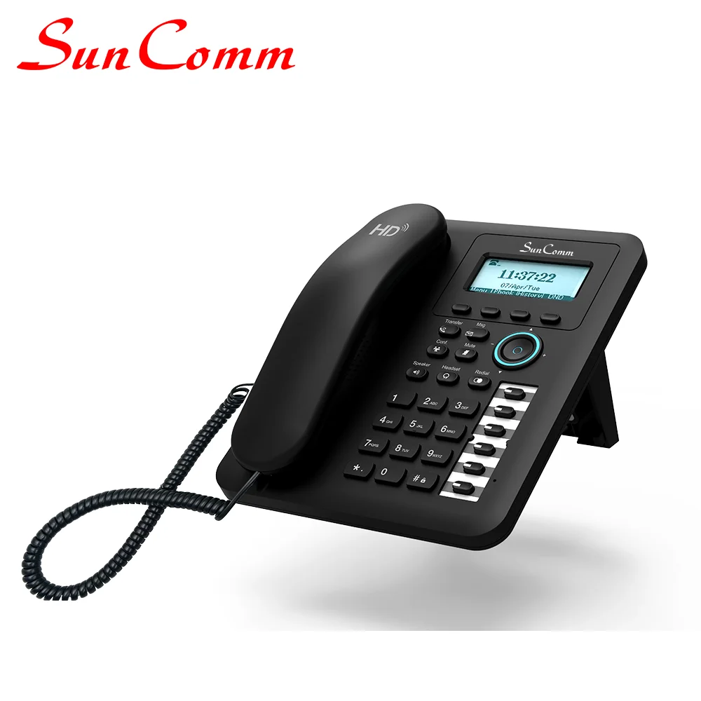 SunComm SC-9072-PE low cost IP Phone for enterprise hotel office with 2 SIP PoE HD voice