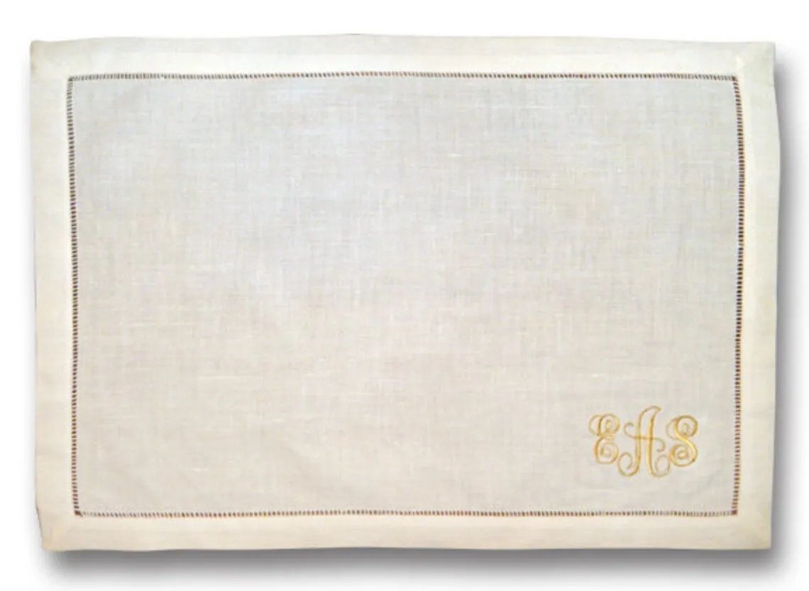 Cotton Linen Placemats Hemstitch Placemats 14 X 20 Inch Natural Fabric