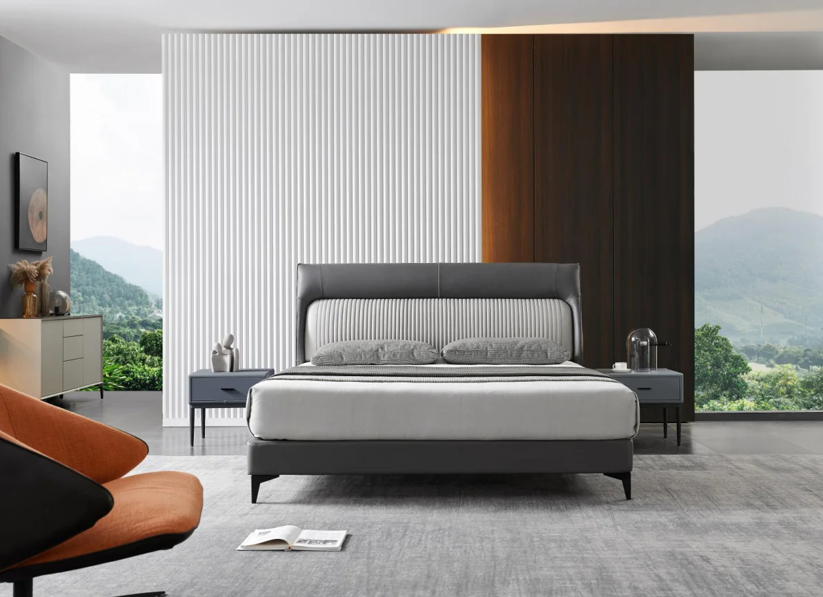 Luxury Italian Bedroom Queen King Size Wooden Frame Beds Set Modern