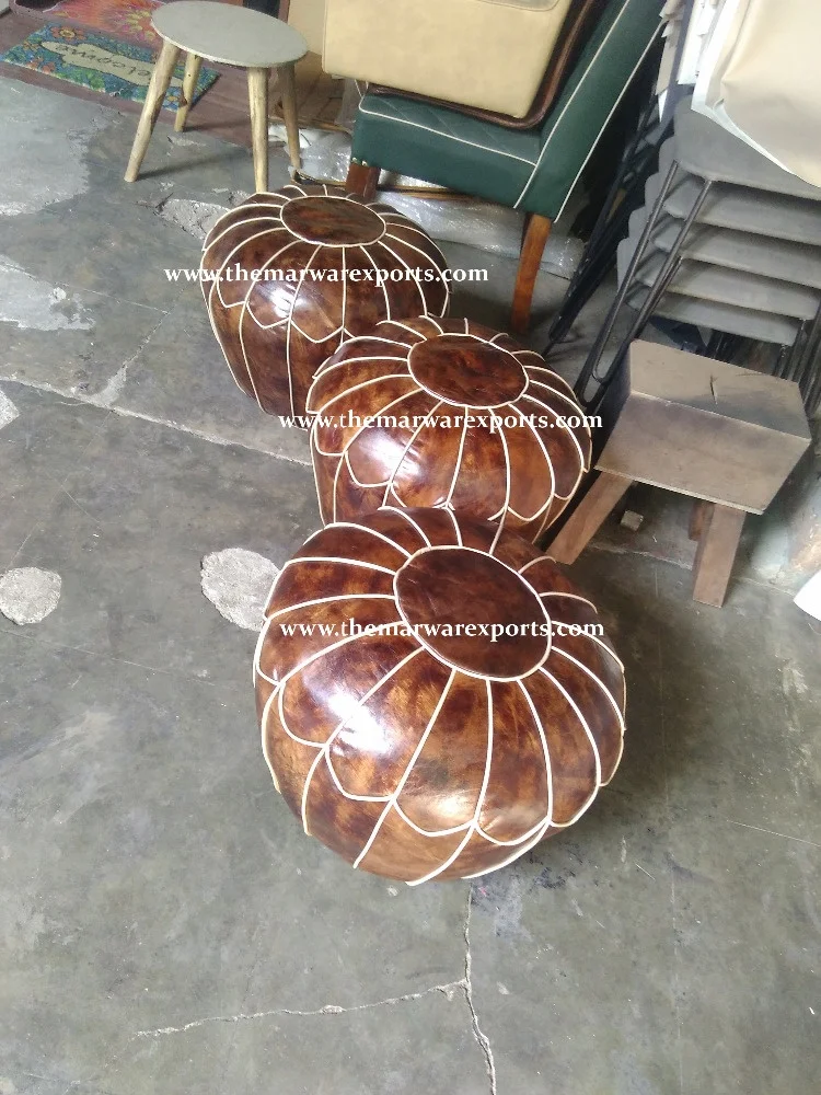 Кожаный Пуф в марокканском стиле для консоли с ME-LTHPF-001 Костями для гостиной