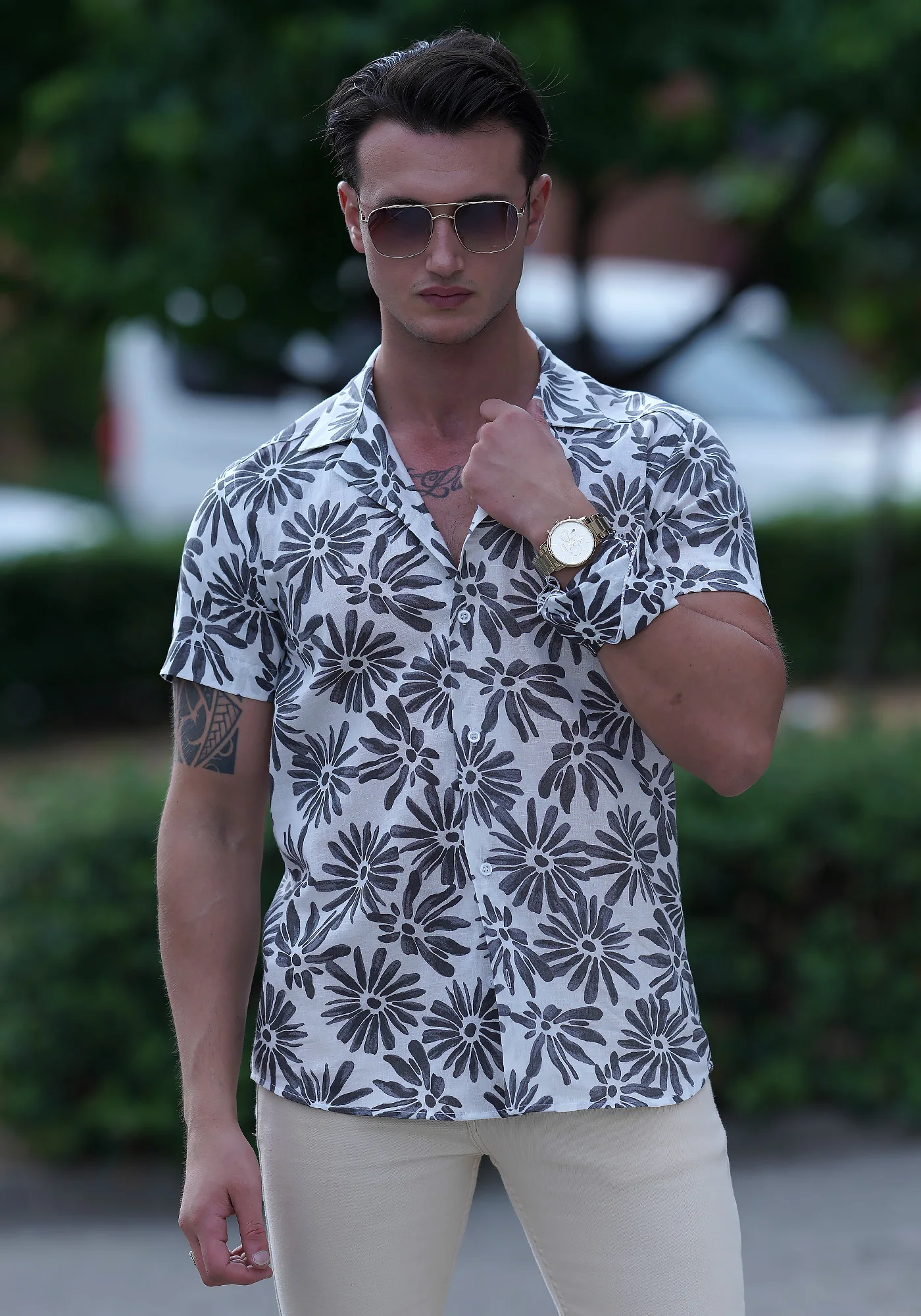 Hawaiian Camp Collar Soft Washed Summer Vacation Dress Shirt for Men Ready in Stock Printed Bright Colors Double Strong Sewed
