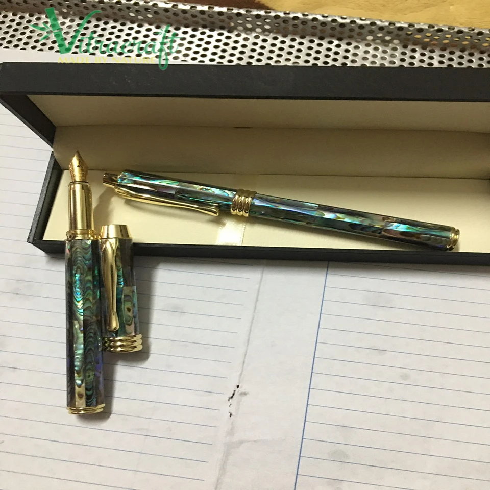High End Fountain Pen. Abalone Inlaid Fountain Pen,Handmade Fountain