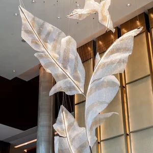 New Design Ceiling Rise Hotel Leaf Luxury Leafiness Crystal Contemporary Chandelier Light