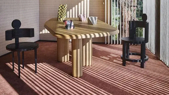 Rough Dining Table With Asymmetric Round  Solid Wood Legs for Dining Room, Restaurant or Bar Furniture