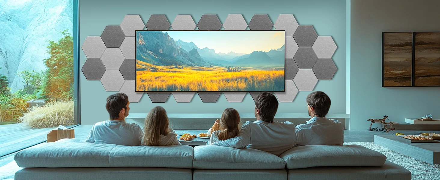 12-Pack 30*30cm Blue Hexagonal Acoustic Panels High-Density Sound Absorbing for Enhanced Noise Reduction Modern DIY Style details