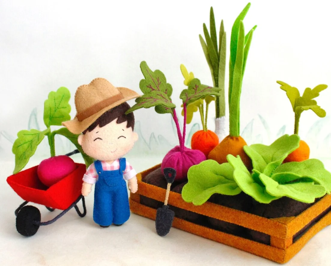 Vegetable Garden Toy Set Vegetable Garden Felt Toys Felt Vegetables Play food