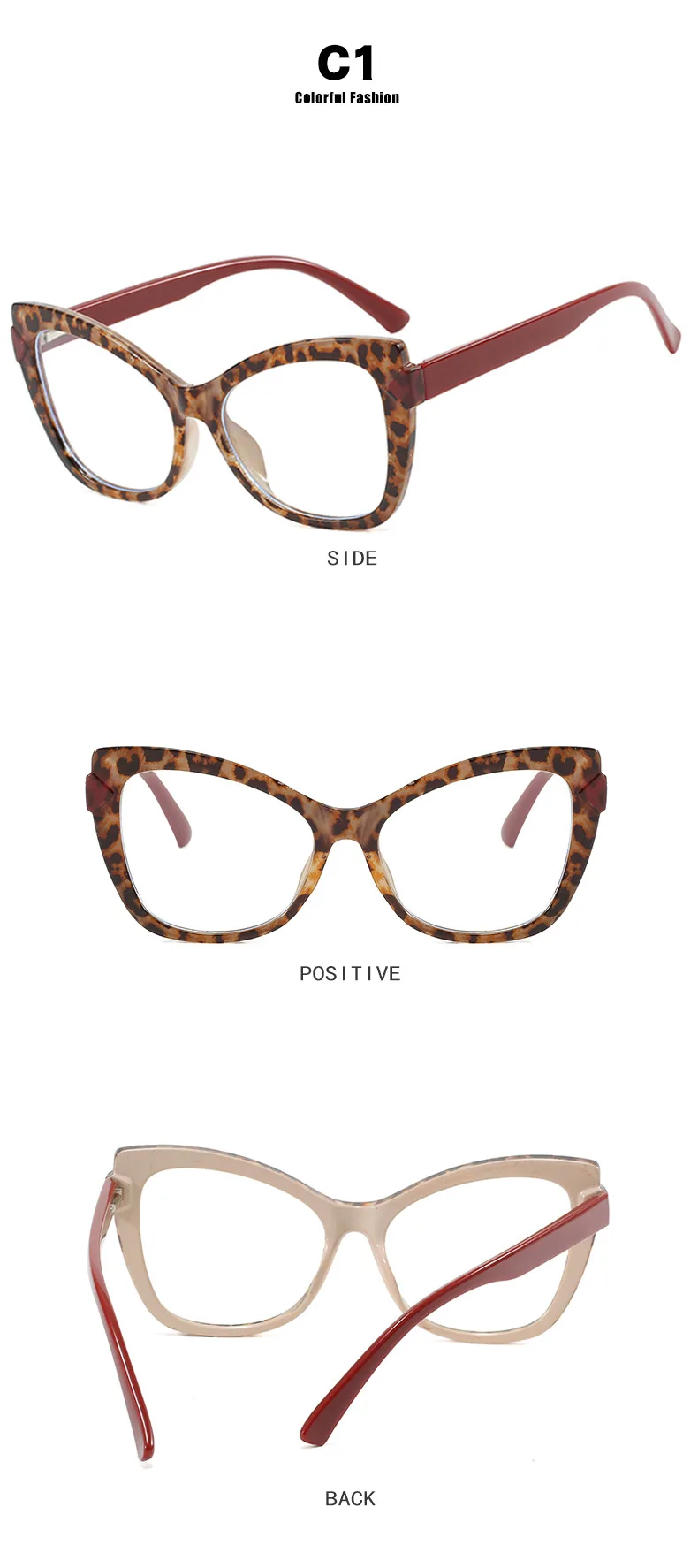 Gafas de luz azul estilo ojo de gato bloqueadas en color Gafas bellamente diseñadas
