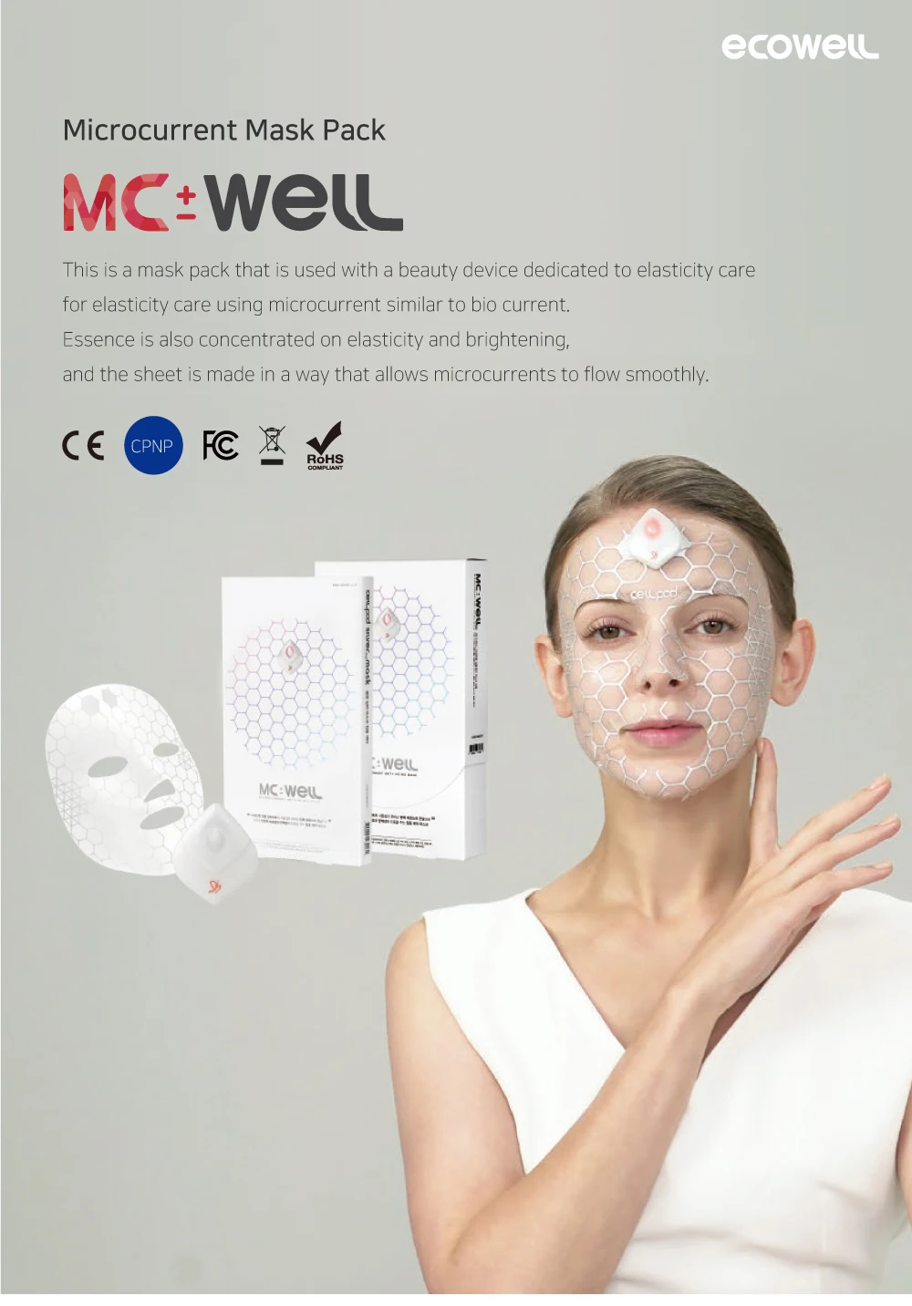 8) Mcwell 10 Sheets Of Microcurrent Antiaging Silver Facial Mask