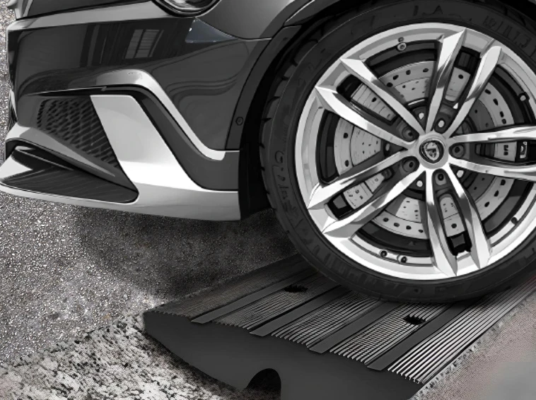 1 Pack Heavy Duty 44000lbs Capacity Rubber Speed Bump 2.6 Inch High Driveway Curb Ramp for Car Doorway 2.6 Inch High Rubber Curb factory