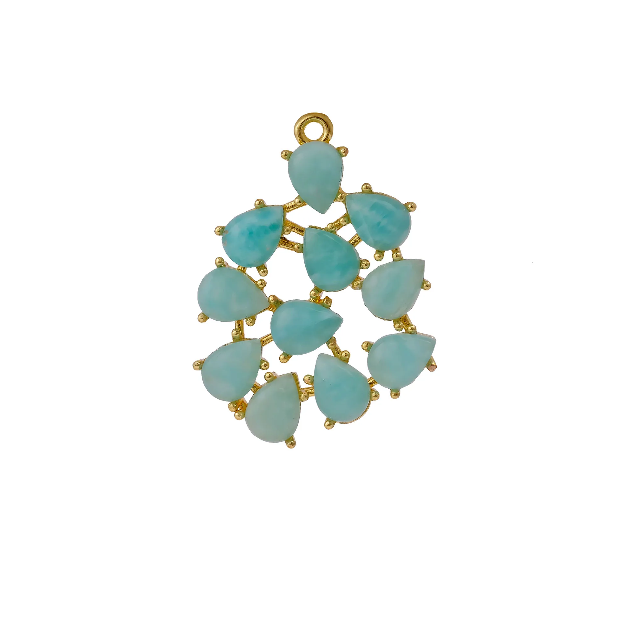 Handmade Anti-Tarnish Gold Plated Amazonite Raindrop Cluster Pendants Natural Gemstone Statement Charm Necklaces