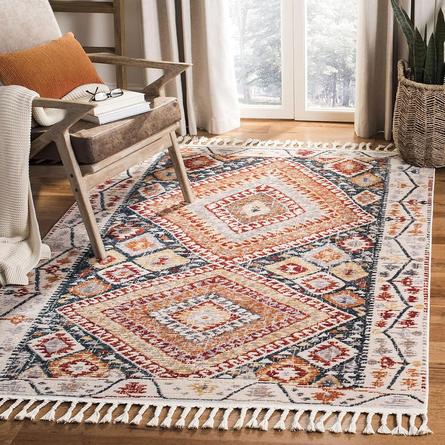 Custom Design Boho Style Wool Handmade Woven Rug With Tassels Wholesale Factory Bohemian Slip Stain Resistant Teppich