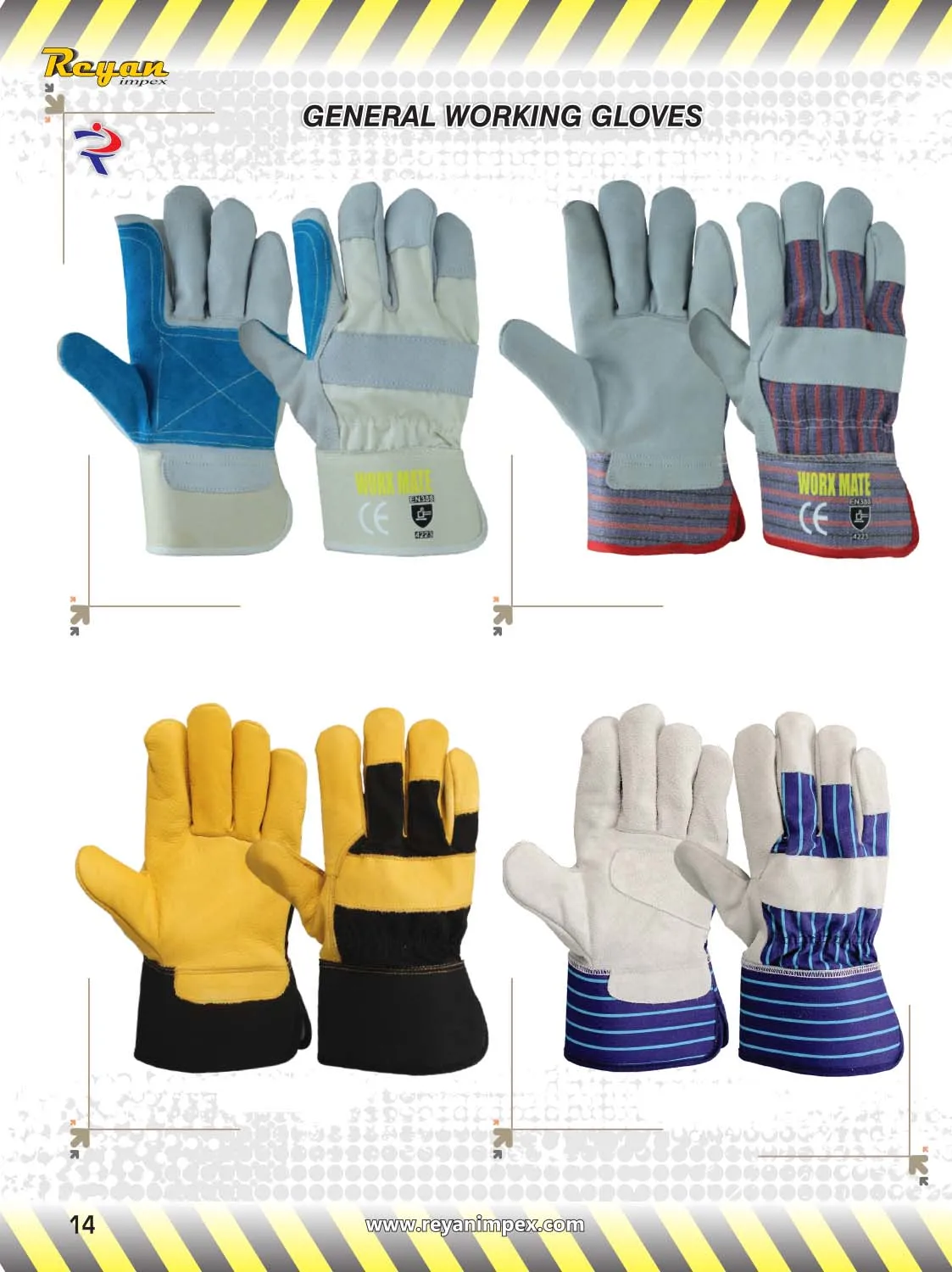 Cow Grain Leather Industrial Working Hand Safety Gloves Automotive Work ...