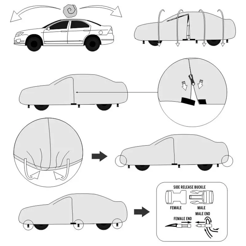 STARRYHEART Universal Car Protective Cover Windshield Automatic Waterproof Car Cover