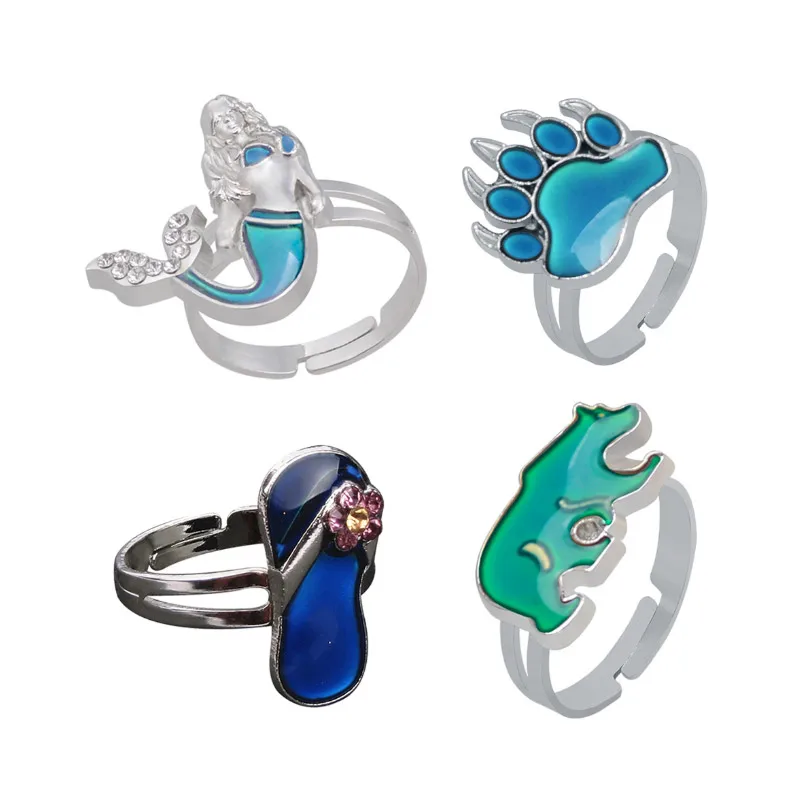 Low MOQ 10pcs Wholesale Bulk Cheap Jewelry Girls Changing Color Kids Mood Rings