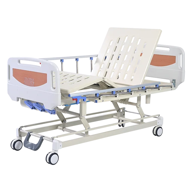 Manual three-function nursing bed overall lifting function hospital bed