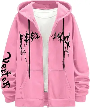 Men's Long Sleeve Casual Streetwear Knitted Zip-up Hoodie with Drawstring Graphic Letter Pattern Anti-Shrink Feature