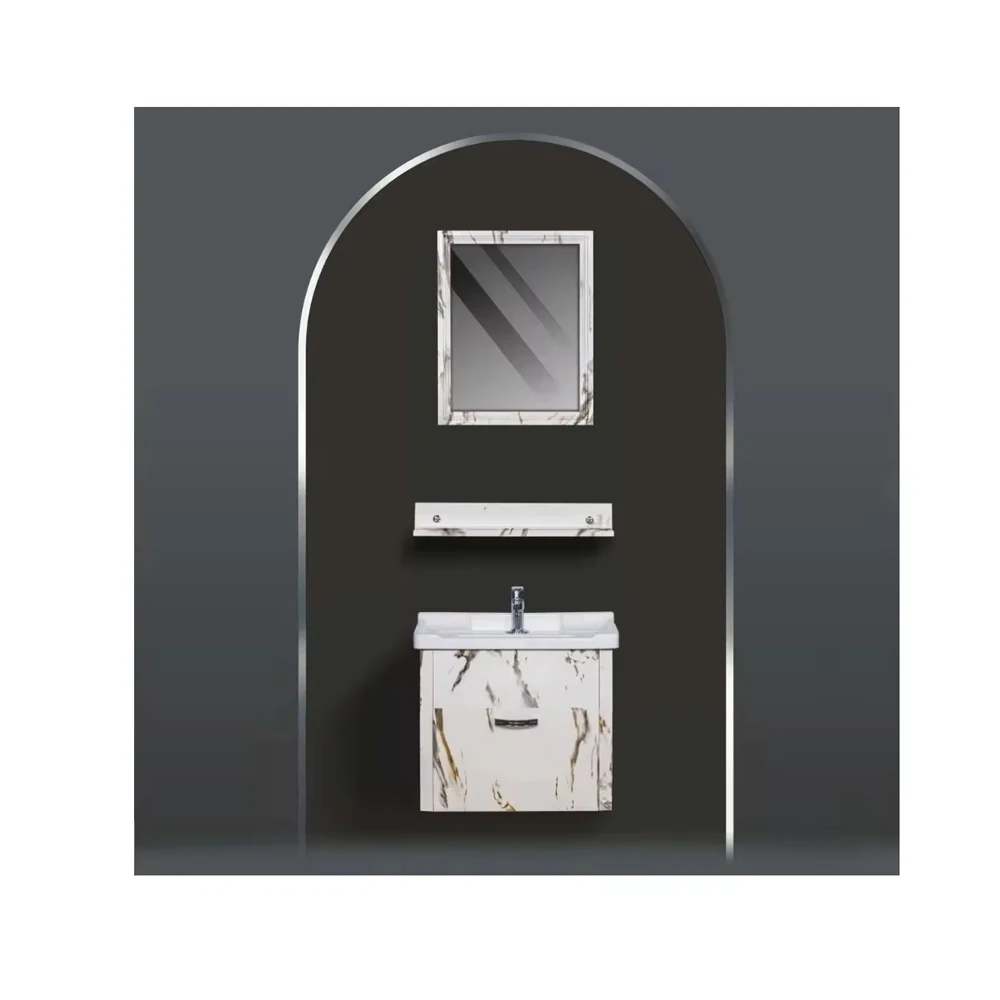 Современный роскошный шкафчик для ванной комнаты из ПВХ со светодиодным зеркалом и керамической столешницей для дома отеля роскошные аксессуары для ванной комнаты Апартаменты