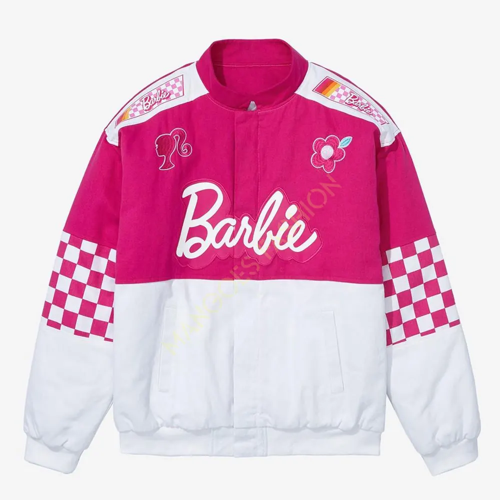 Barbie Checkered Racing Jacket Barbie Inspired Racing Jacket Embroidered Lettering On The Front 