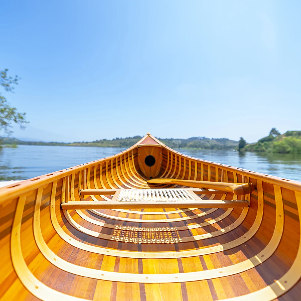 Canoe With Ribs Curved Bow 10' with Canoe Paddle for Lake Handcrafted Wooden Boat Kayak Canoe for Sale (300Lx67Wx50H cm)