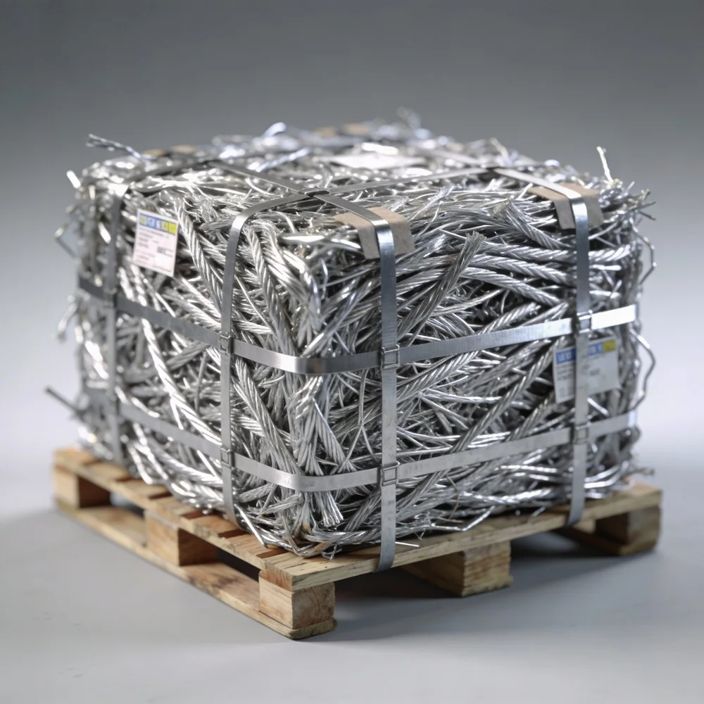 Bright Silver Clean 6063 Aluminum Wire Scrap High Density Bales for Recycling Metal Processing Plants