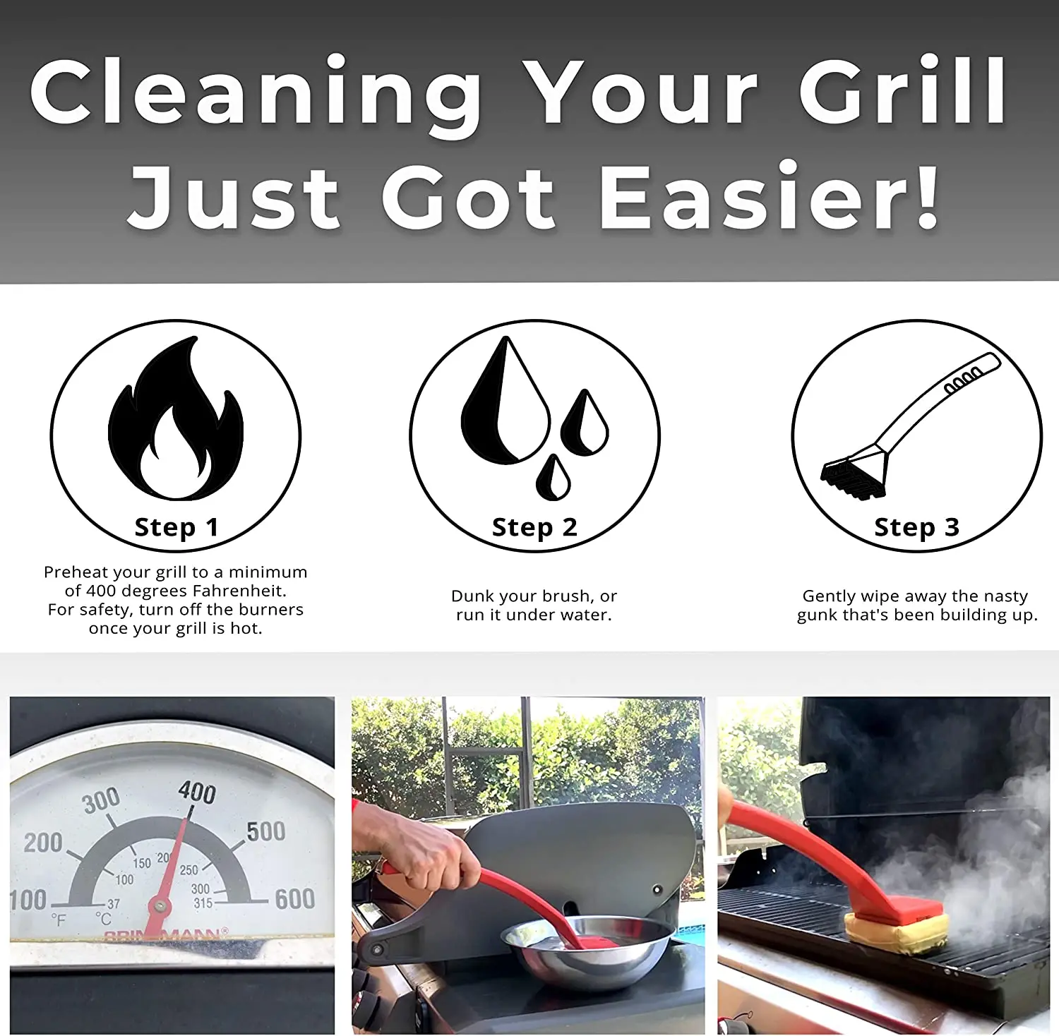 Steam Clean Bbq Grill Cleaner Heat Resistant Cloth Brush Buy Steam