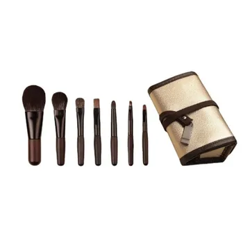 Custom Mini makeup brushes  portable brushes Logo nature hair cooper tube Solid wood 7Pcs