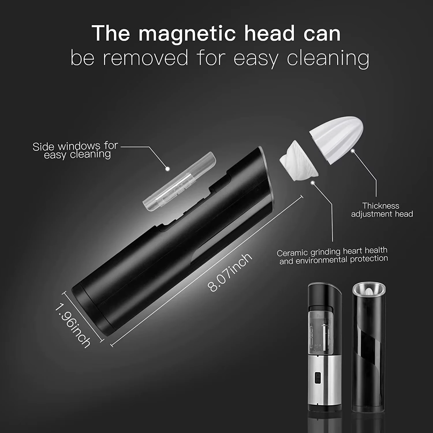 Automatic Pepper Grinder with LED Light Battery Powered Electric Gravity Salt and Pepper Grinder